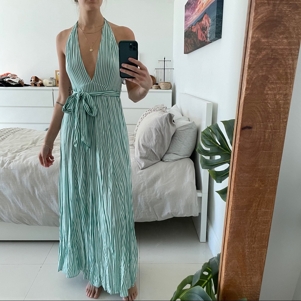 Striped Halter Maxi Dress